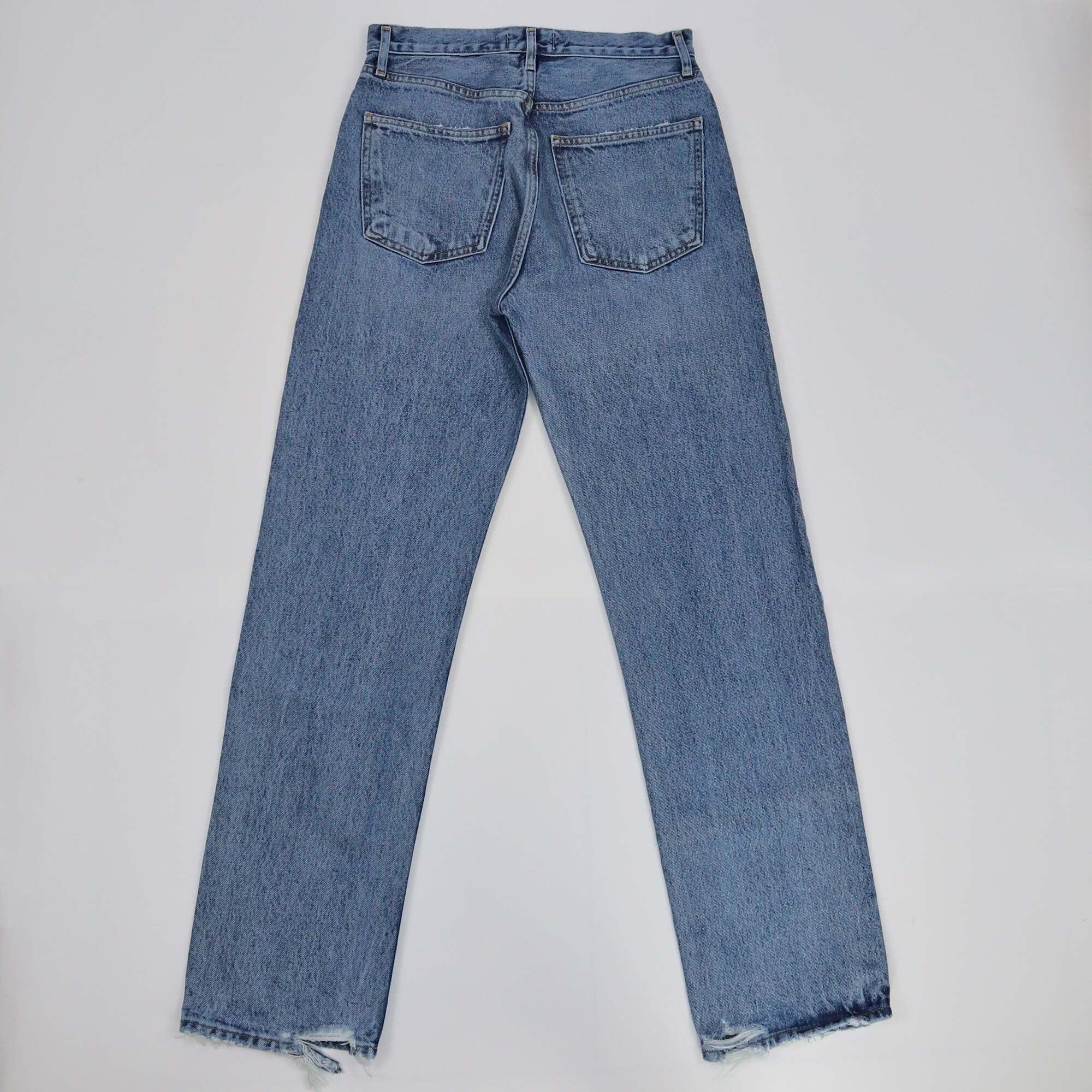 Agolde Blue Denim Straight Cut Pants Womens Agolde 