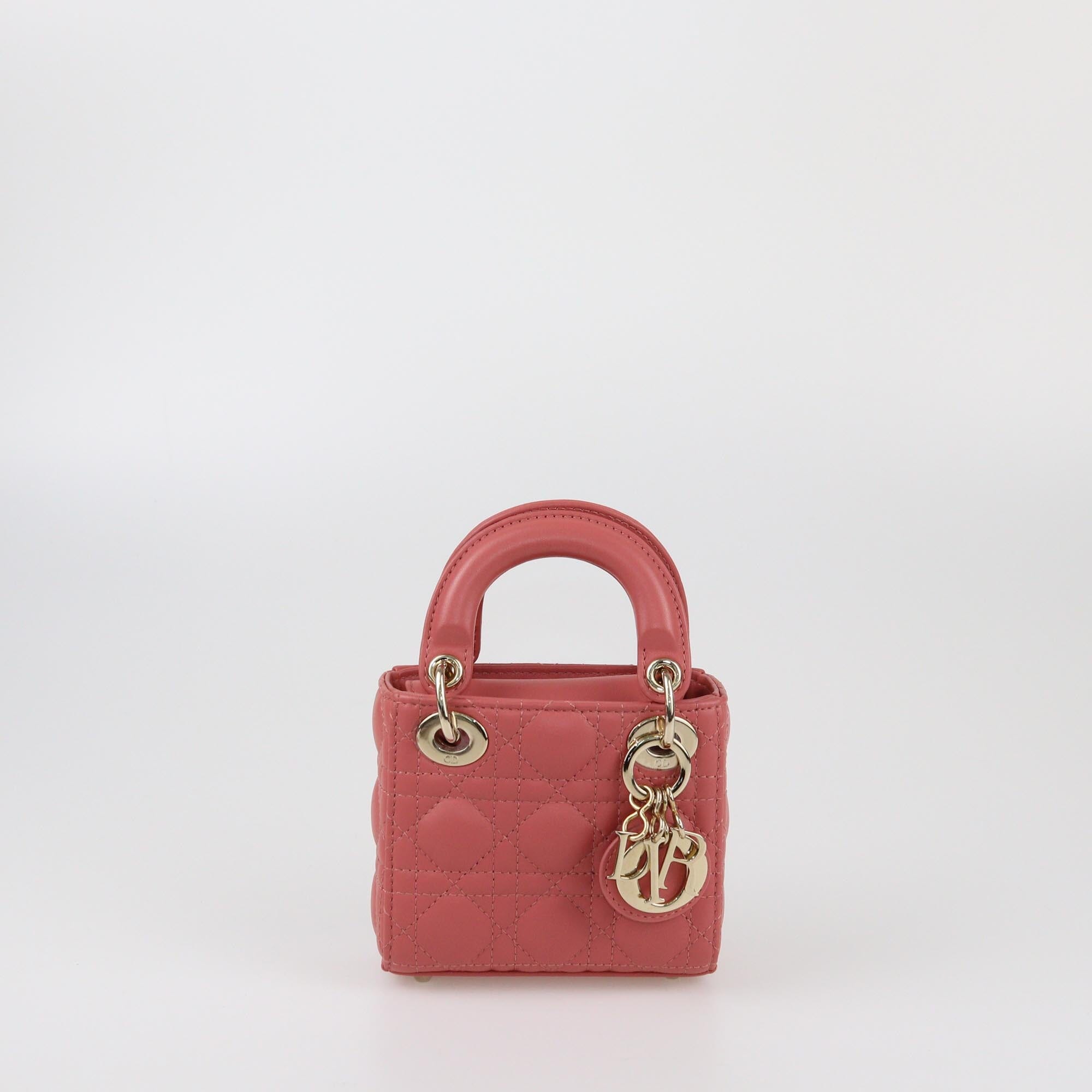 Christian Dior Dark Pink Cannage Micro Lady Dior Tote Womens Christian Dior 