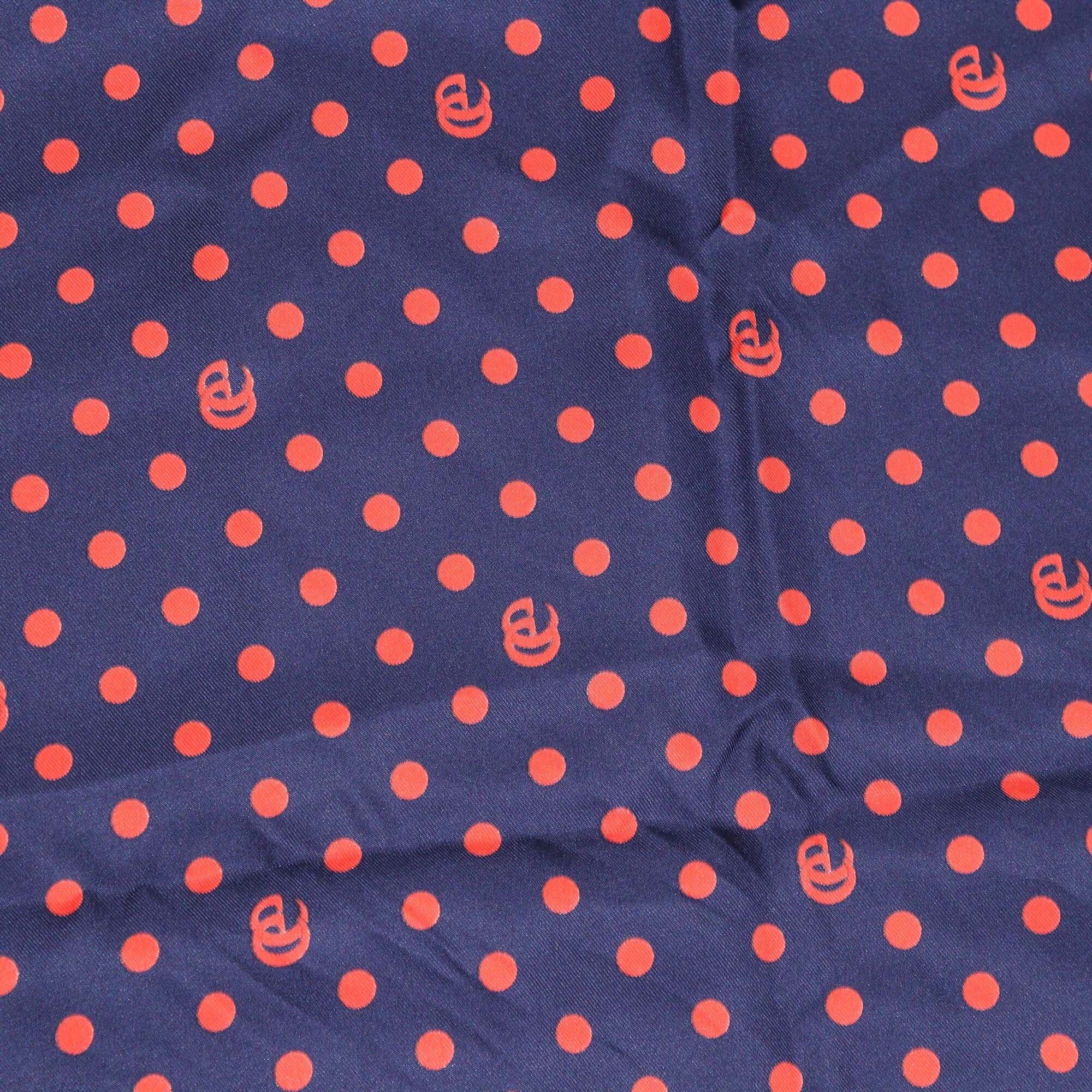 Gucci Dark Blue/Red Running Dots Square Scarf Womens Gucci 