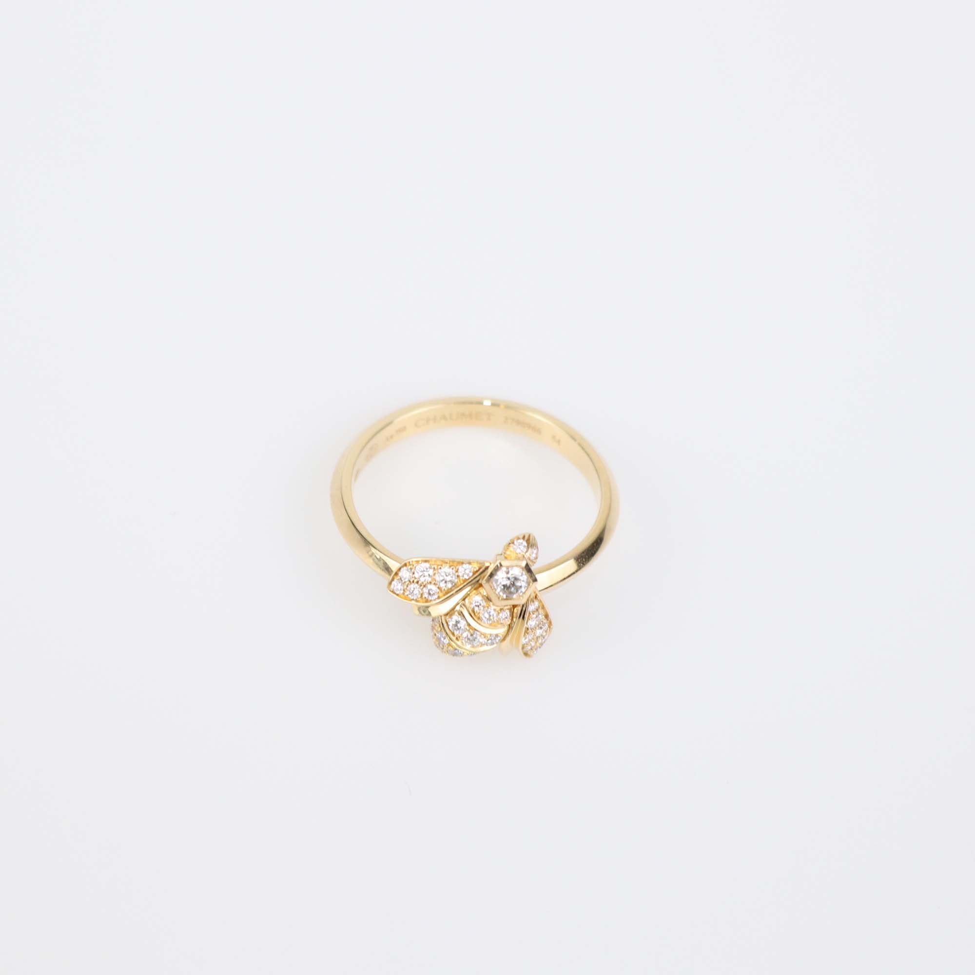 Chaumet Bee de Chaumet Diamond 18k Yellow Gold Ring Size 54