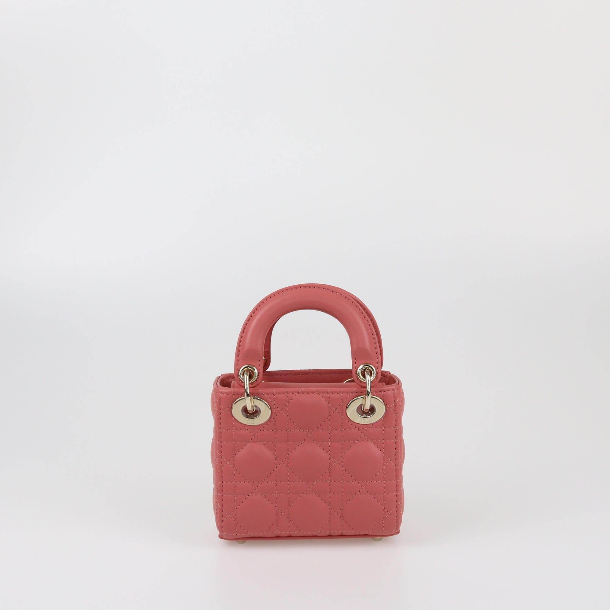 Christian Dior Dark Pink Cannage Micro Lady Dior Tote Womens Christian Dior 