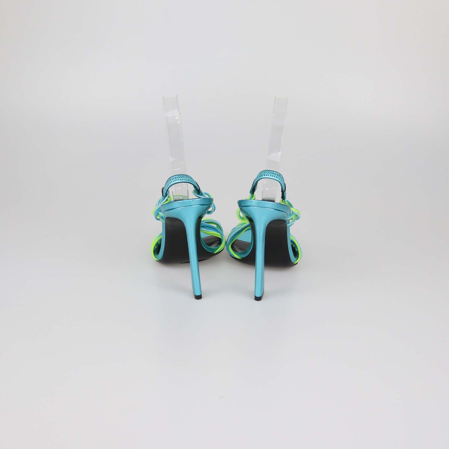 Saint Laurent Cerulean/Giallo Fluo Rubber Gippy Slingback Sandals