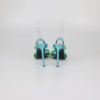 Saint Laurent Cerulean/Giallo Fluo Rubber Gippy Slingback Sandals
