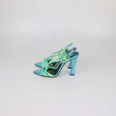 Saint Laurent Cerulean/Giallo Fluo Rubber Gippy Slingback Sandals