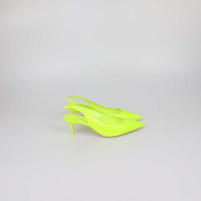 Christian Louboutin Neon Green Patent Leather Clare Slingback Pumps