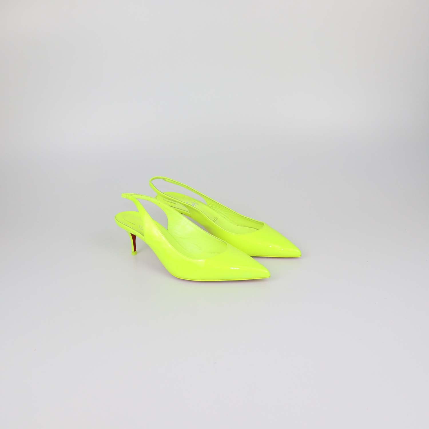 Christian Louboutin Neon Green Patent Leather Clare Slingback Pumps