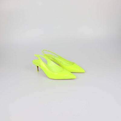 Christian Louboutin Neon Green Patent Leather Clare Slingback Pumps