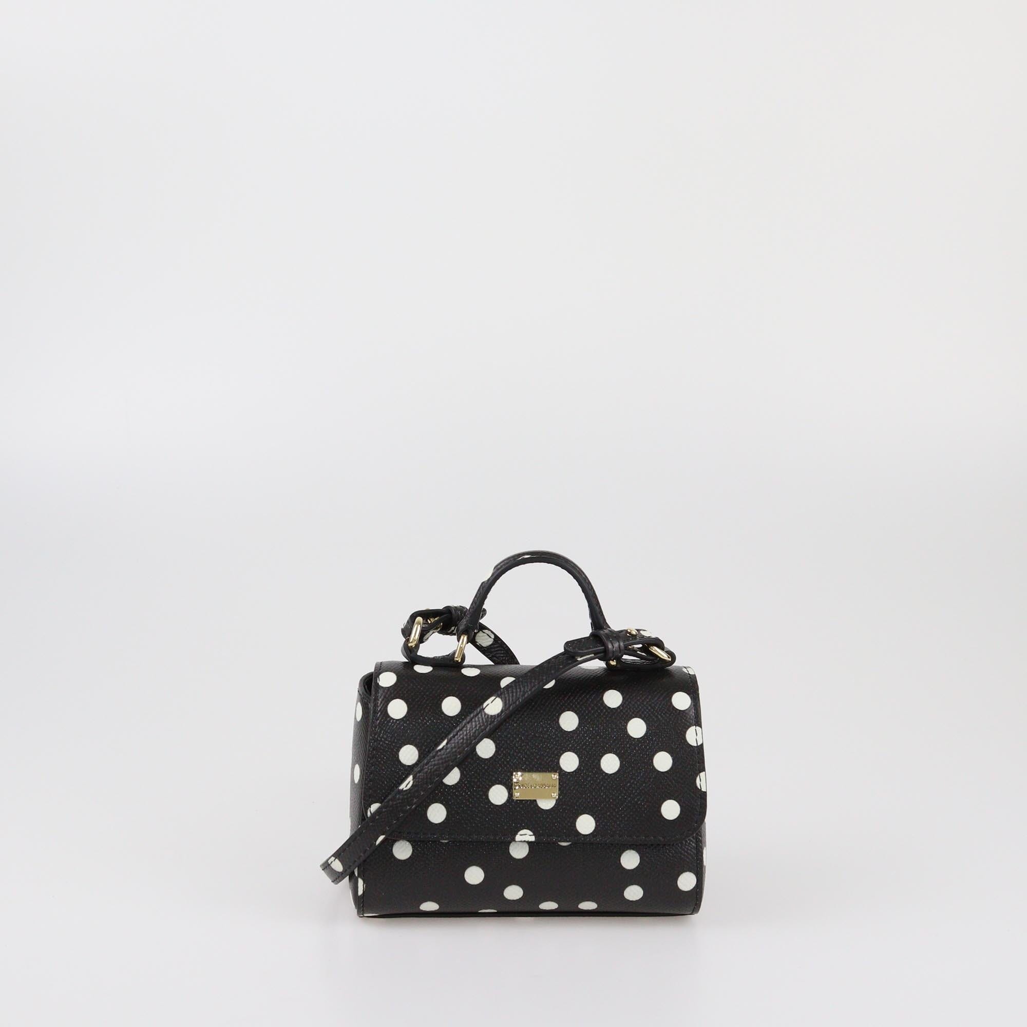 Dolce & Gabbana Black/White Polka Dot Miss Sicily Top Handle Bag Womens Dolce & Gabbana 