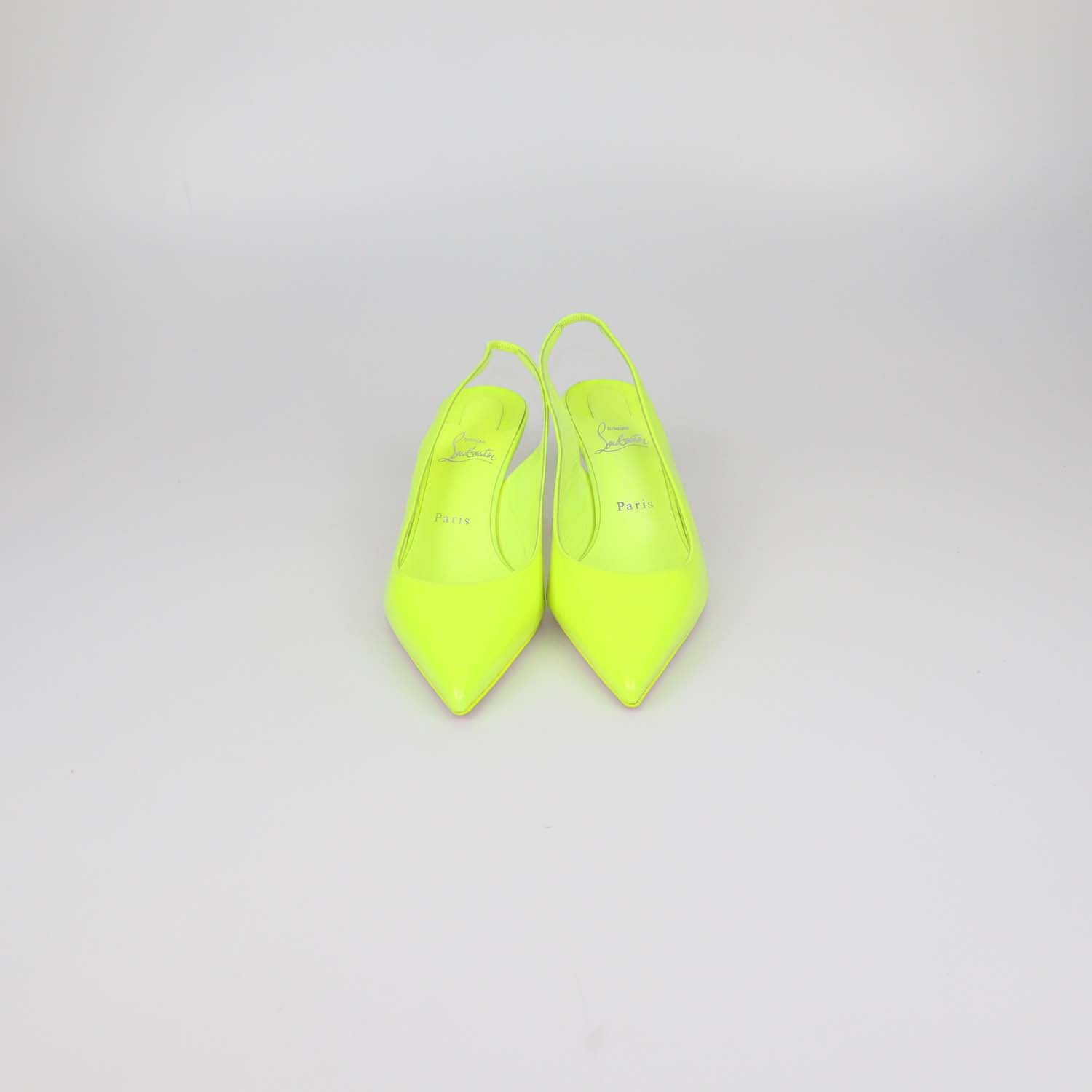 Christian Louboutin Neon Green Patent Leather Clare Slingback Pumps