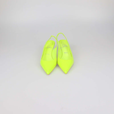 Christian Louboutin Neon Green Patent Leather Clare Slingback Pumps