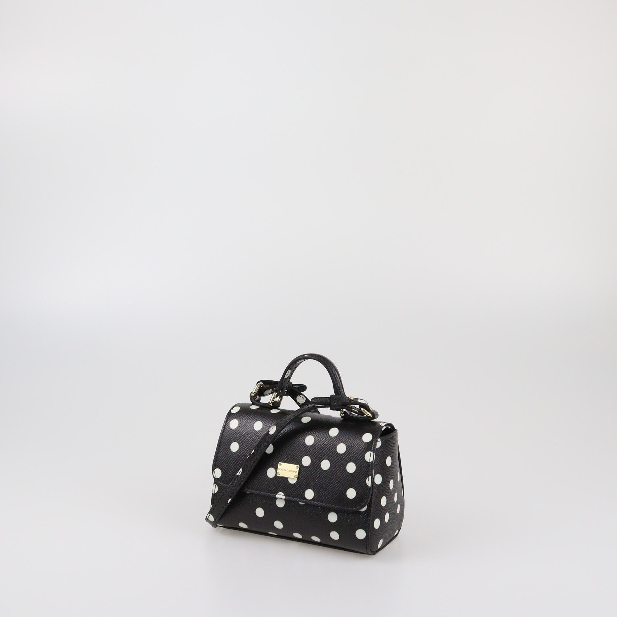 Dolce & Gabbana Black/White Polka Dot Miss Sicily Top Handle Bag Womens Dolce & Gabbana 