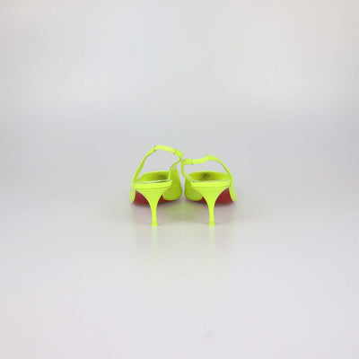 Christian Louboutin Neon Green Patent Leather Clare Slingback Pumps