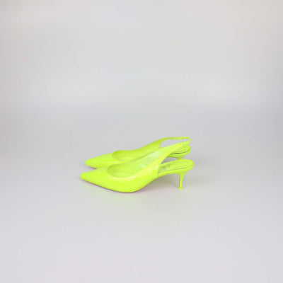 Christian Louboutin Neon Green Patent Leather Clare Slingback Pumps