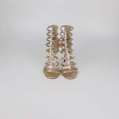 Valentino Gold Leather Rockstud Caged Heel Sandals