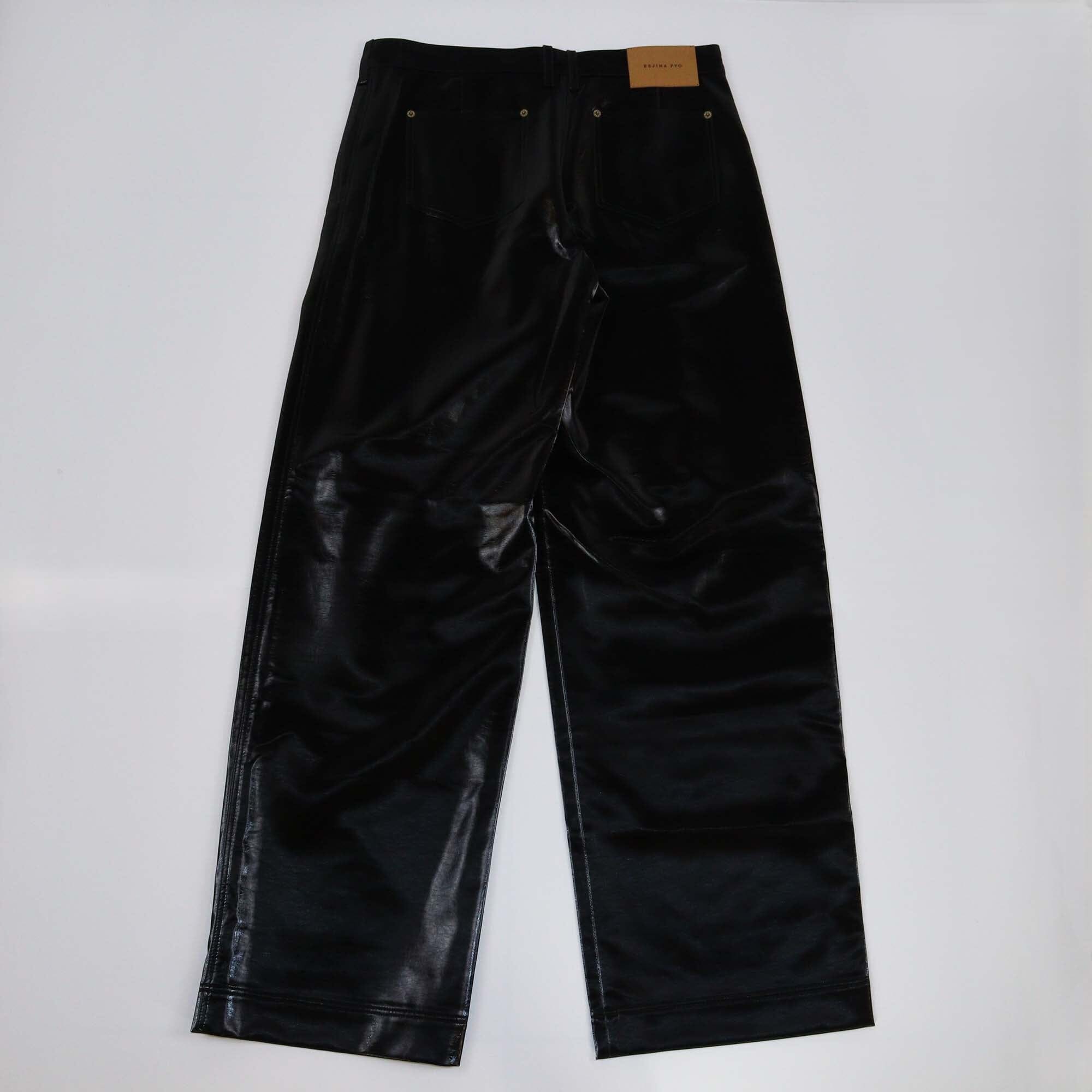 Rejina Pyo Black Shiny Wide Leg Pants Womens Rejina Pyo 