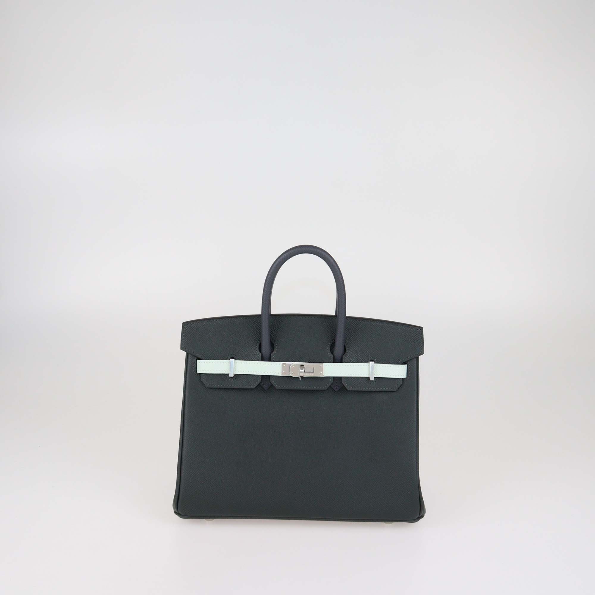 Hermes Tricolor Epsom Leather Palladium hardware Birkin 25 Bag