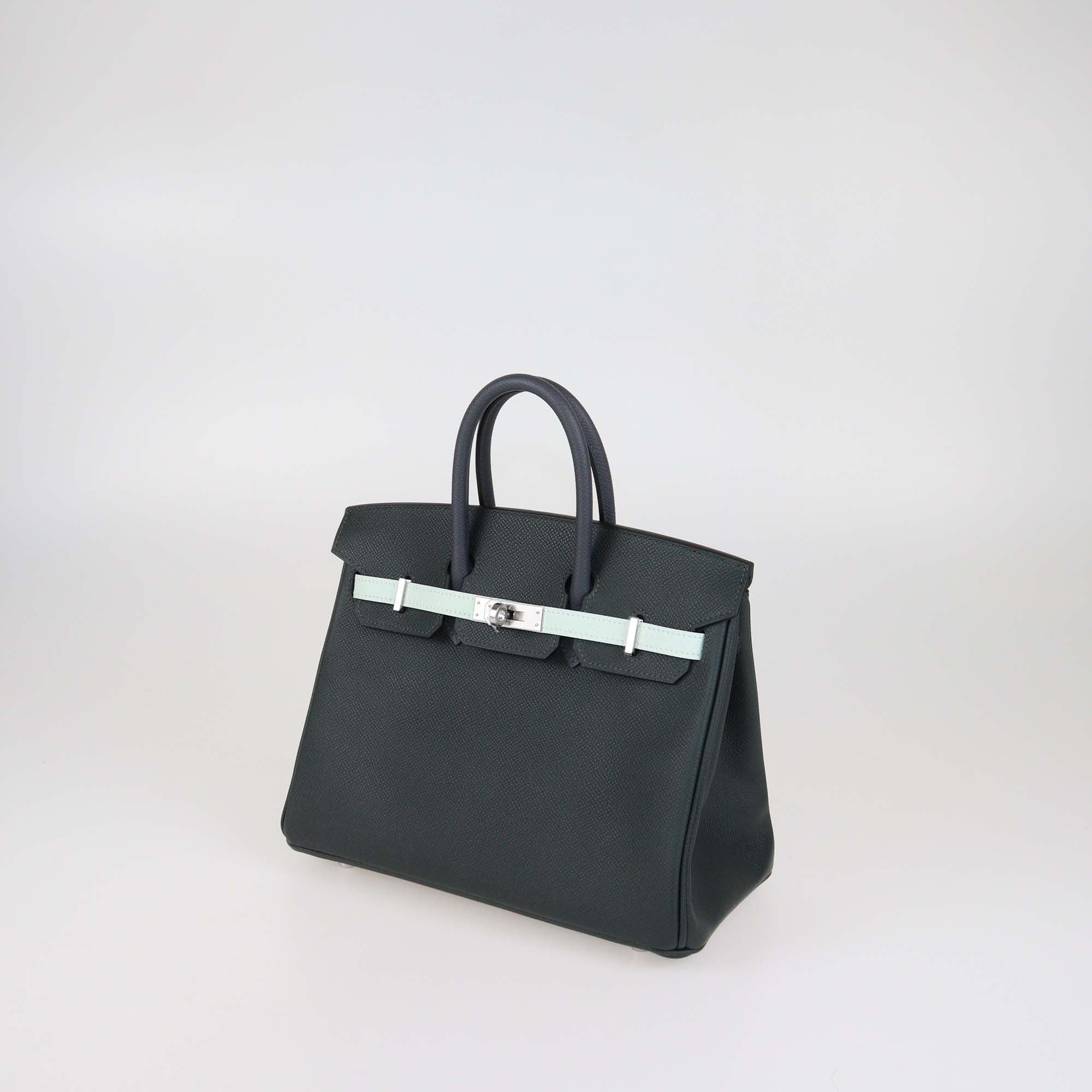 Hermes Tricolor Epsom Leather Palladium hardware Birkin 25 Bag