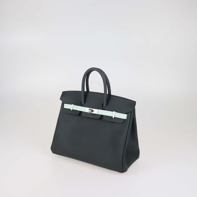 Hermes Tricolor Epsom Leather Palladium hardware Birkin 25 Bag