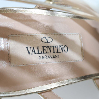 Valentino Gold Leather Rockstud Caged Heel Sandals