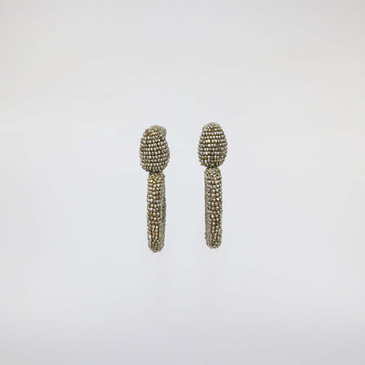 Oscar De La Renta Bronze Beaded Drop Clip-On Earrings