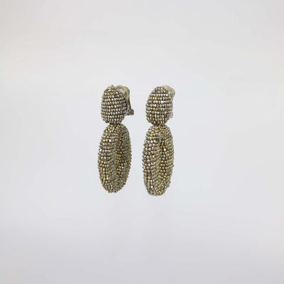 Oscar De La Renta Bronze Beaded Drop Clip-On Earrings