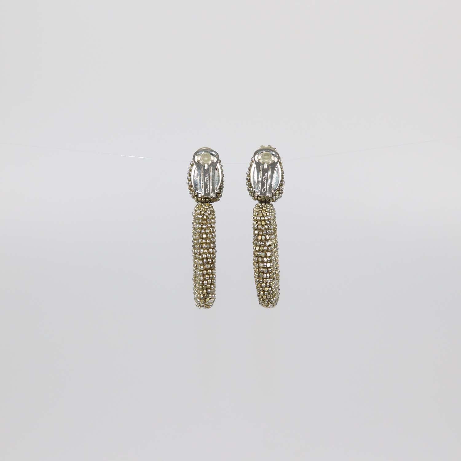 Oscar De La Renta Bronze Beaded Drop Clip-On Earrings