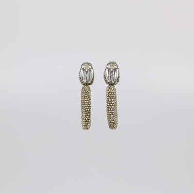 Oscar De La Renta Bronze Beaded Drop Clip-On Earrings