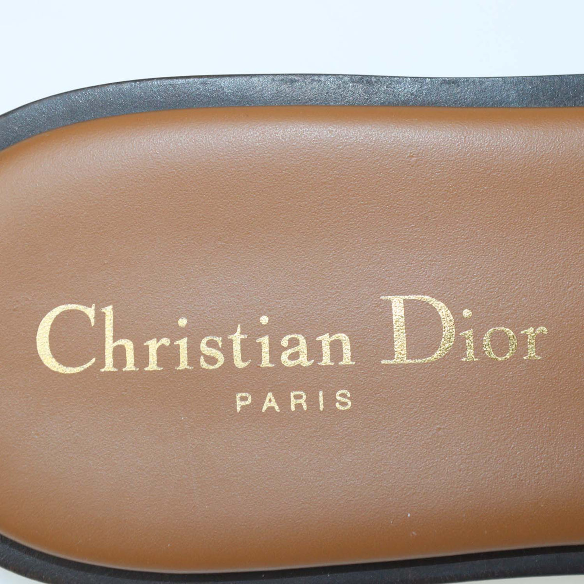 Christian Dior Brown Leather D-Club Flat Slides