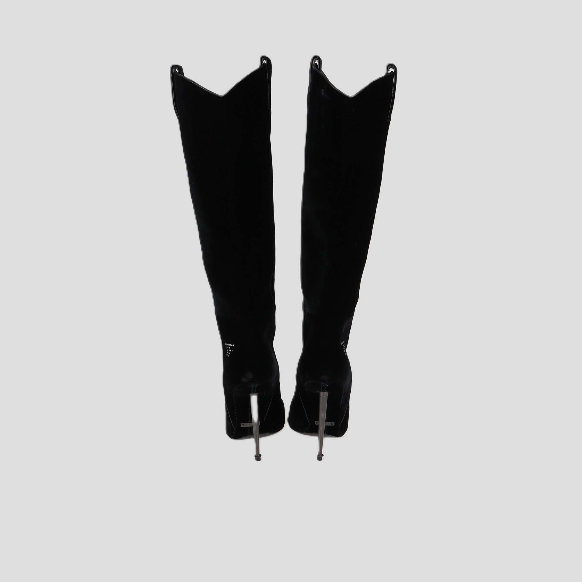 Tom Ford Black Velvet TF Crystal Embellished High Boots