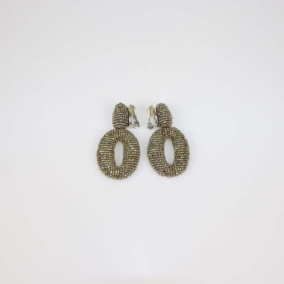 Oscar De La Renta Bronze Beaded Drop Clip-On Earrings