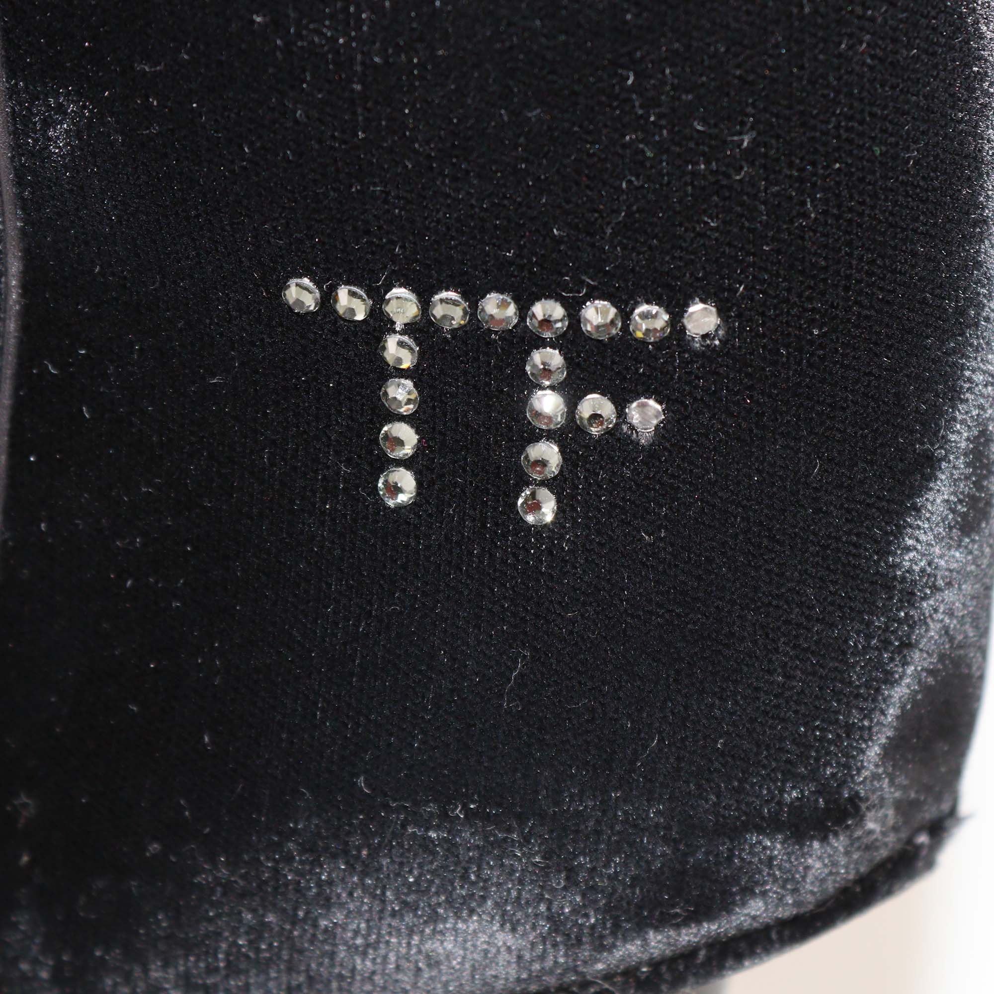 Tom Ford Black Velvet TF Crystal Embellished High Boots