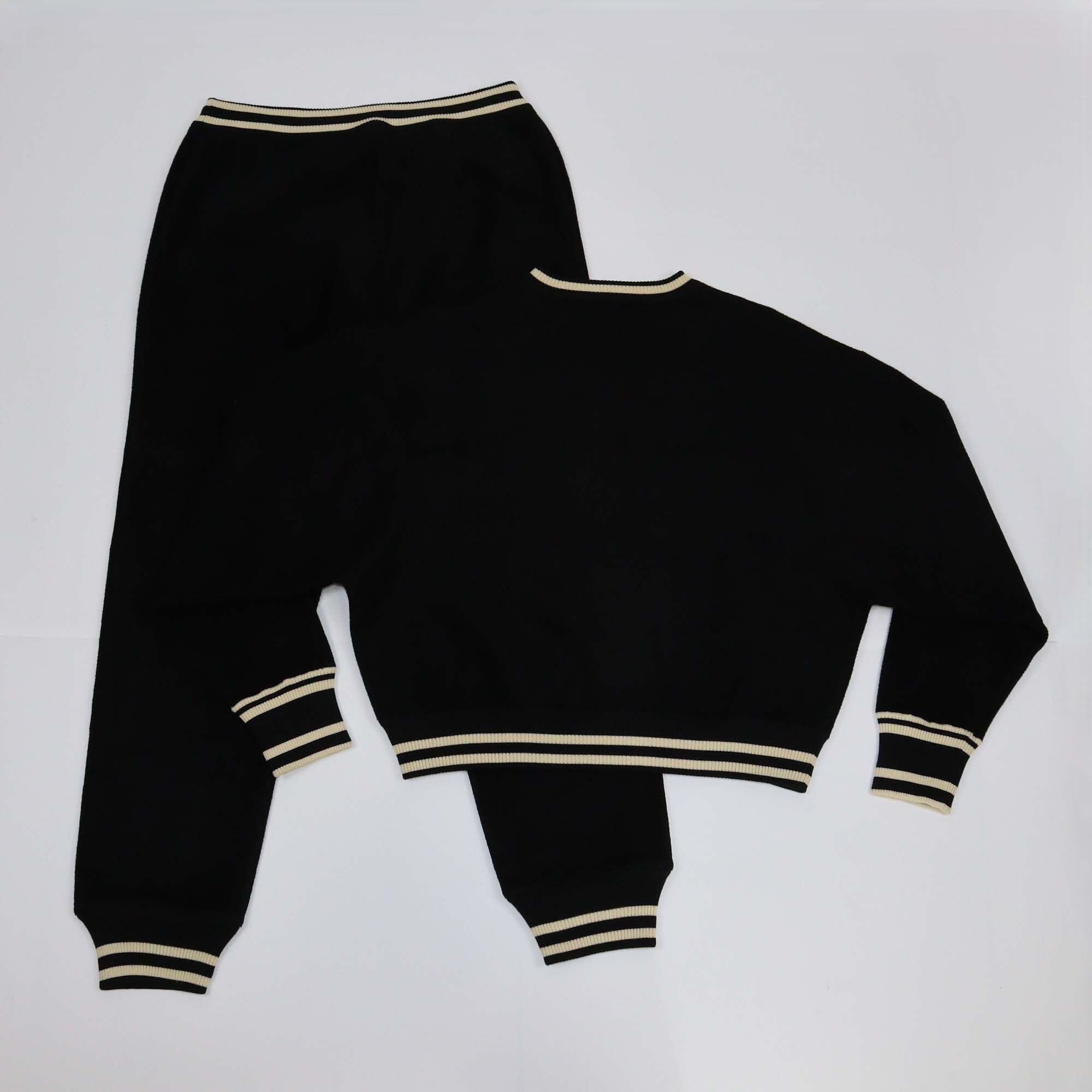 Louis Vuitton Black/White Stripe Sweat Shirt & Jogger Pants Womens Louis Vuitton 