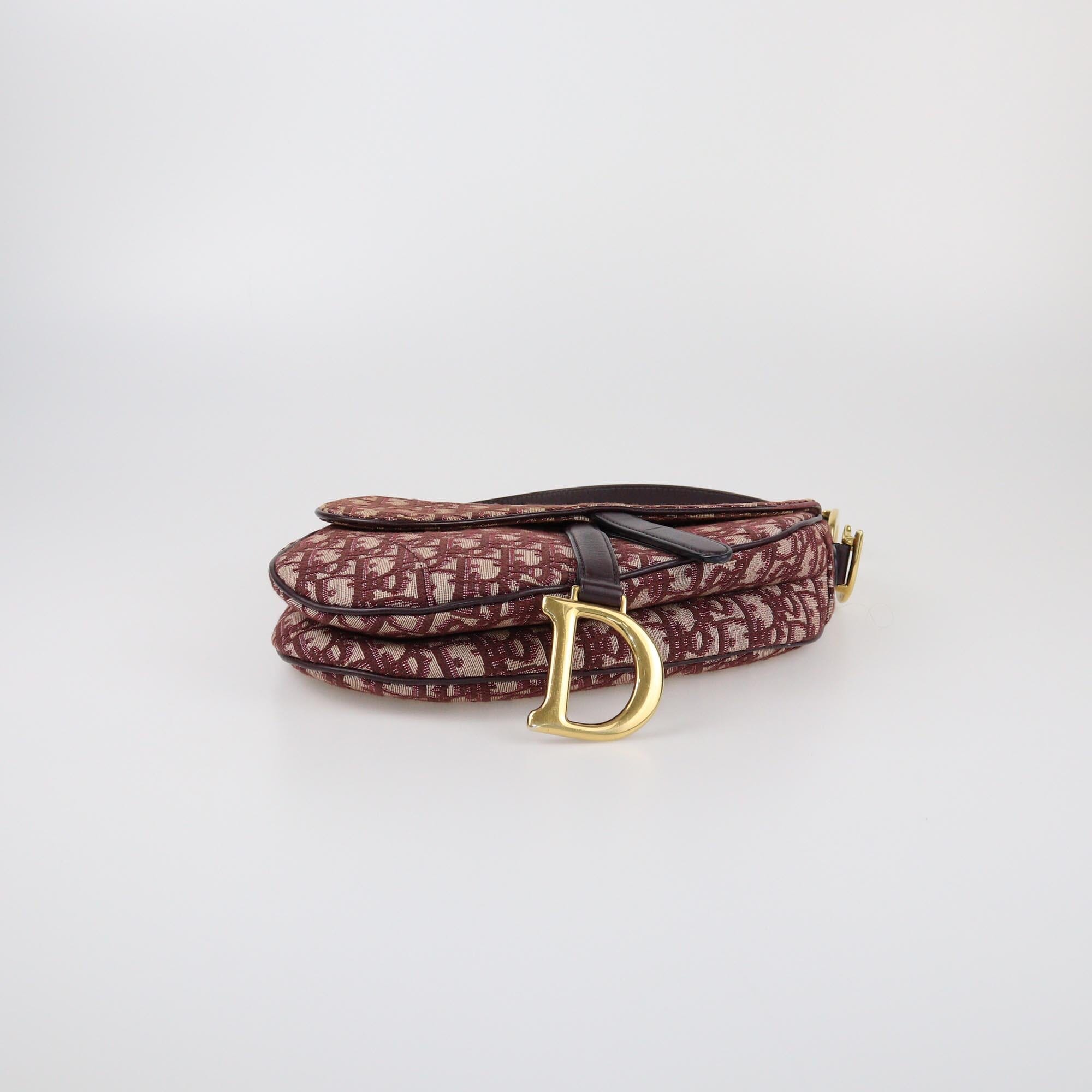 Christian Dior Burgundy Oblique Saddle Bag Womens Christian Dior 