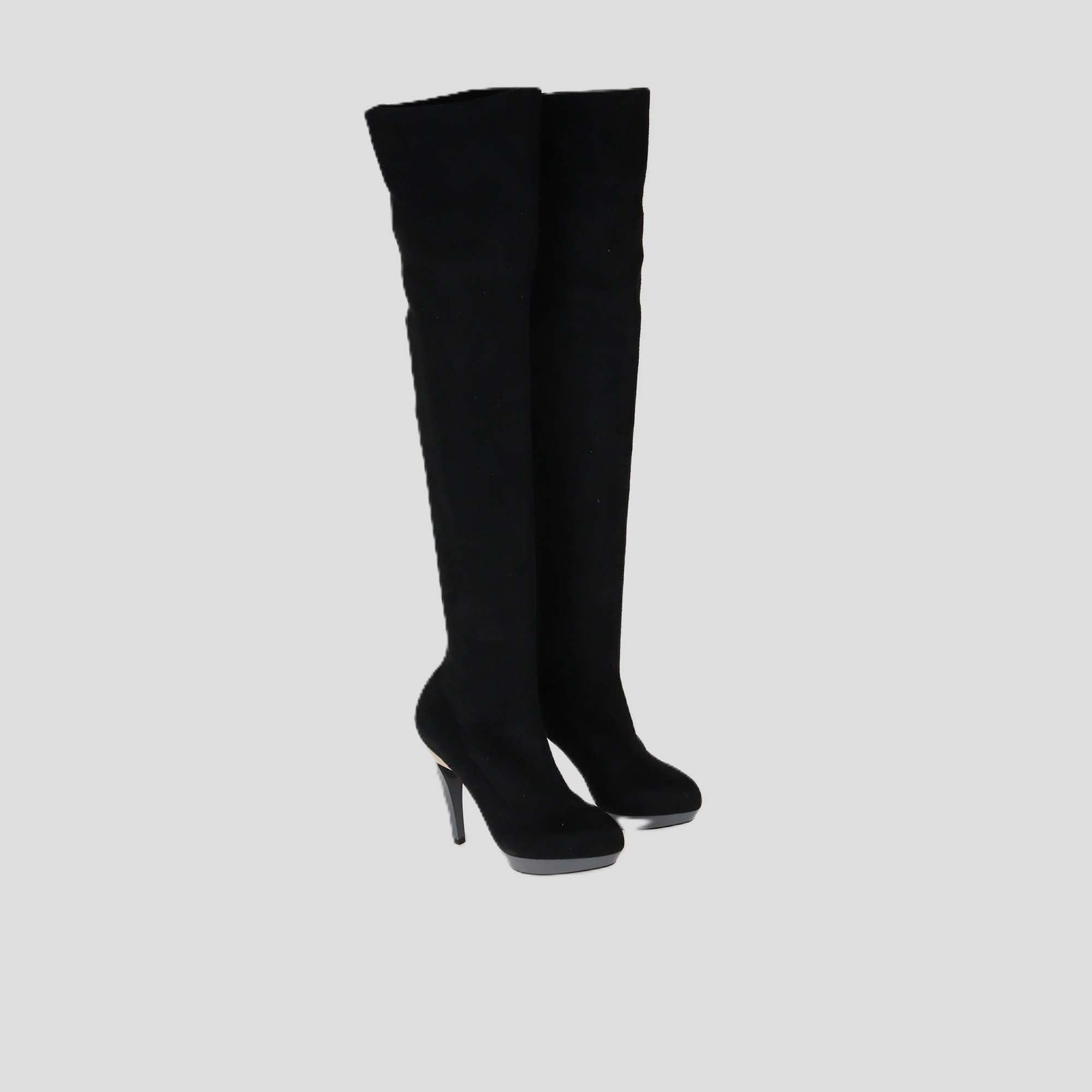 Stella McCartney Black Faux Suede Knee Length Boots