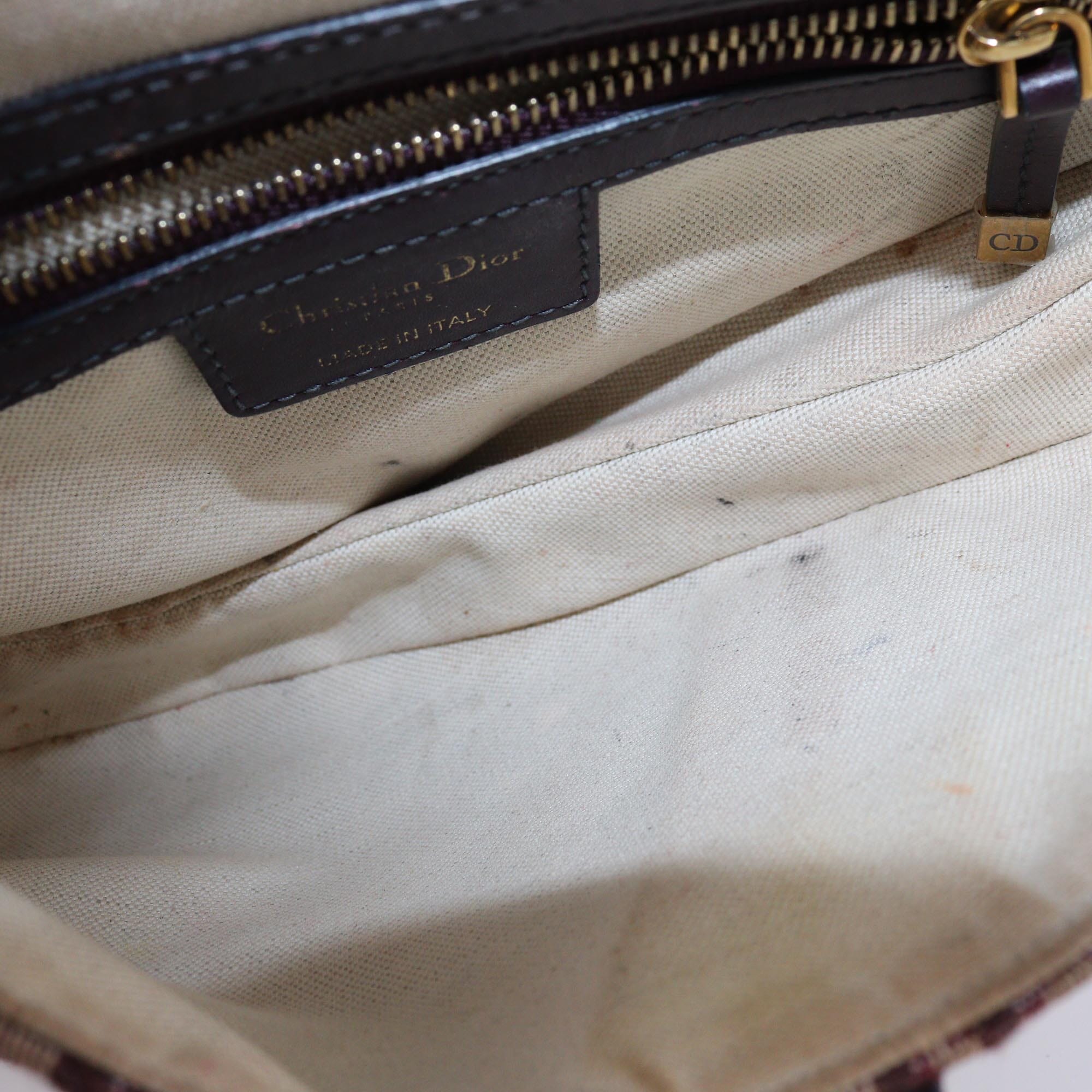 Christian Dior Burgundy Oblique Saddle Bag Womens Christian Dior 