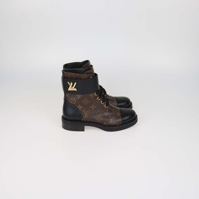 Louis Vuitton Black Monogram Canvas and Leather Wonderland Flat Ranger Boots