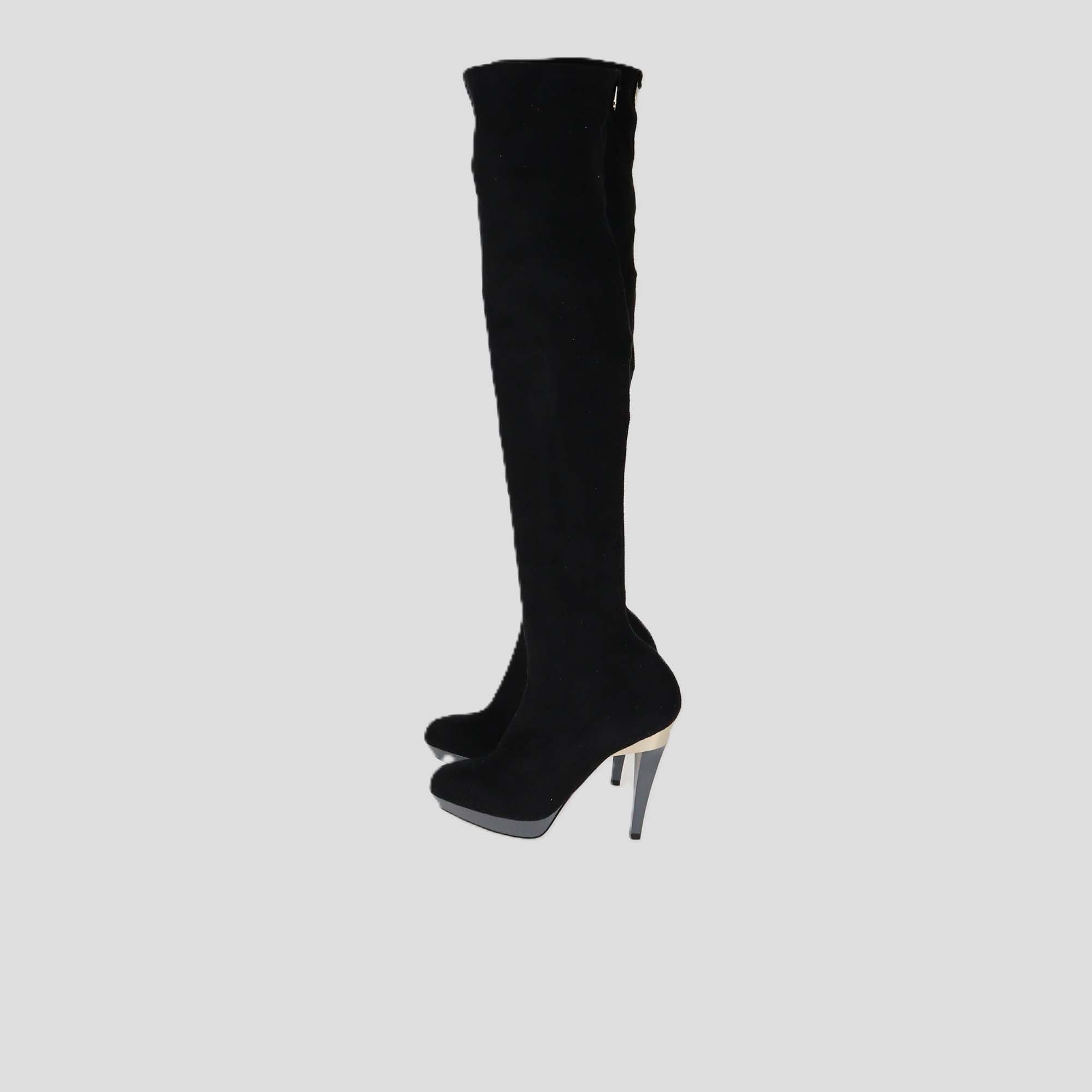 Stella McCartney Black Faux Suede Knee Length Boots