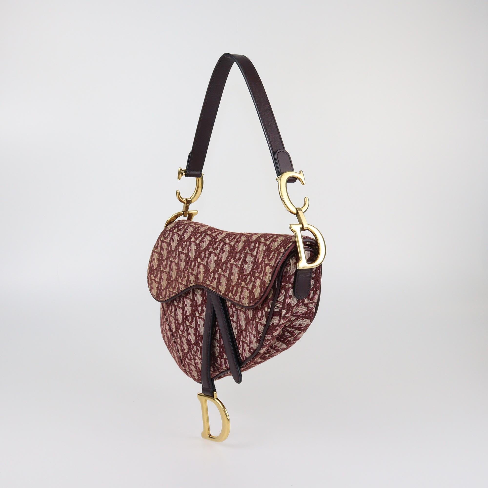 Christian Dior Burgundy Oblique Saddle Bag Womens Christian Dior 