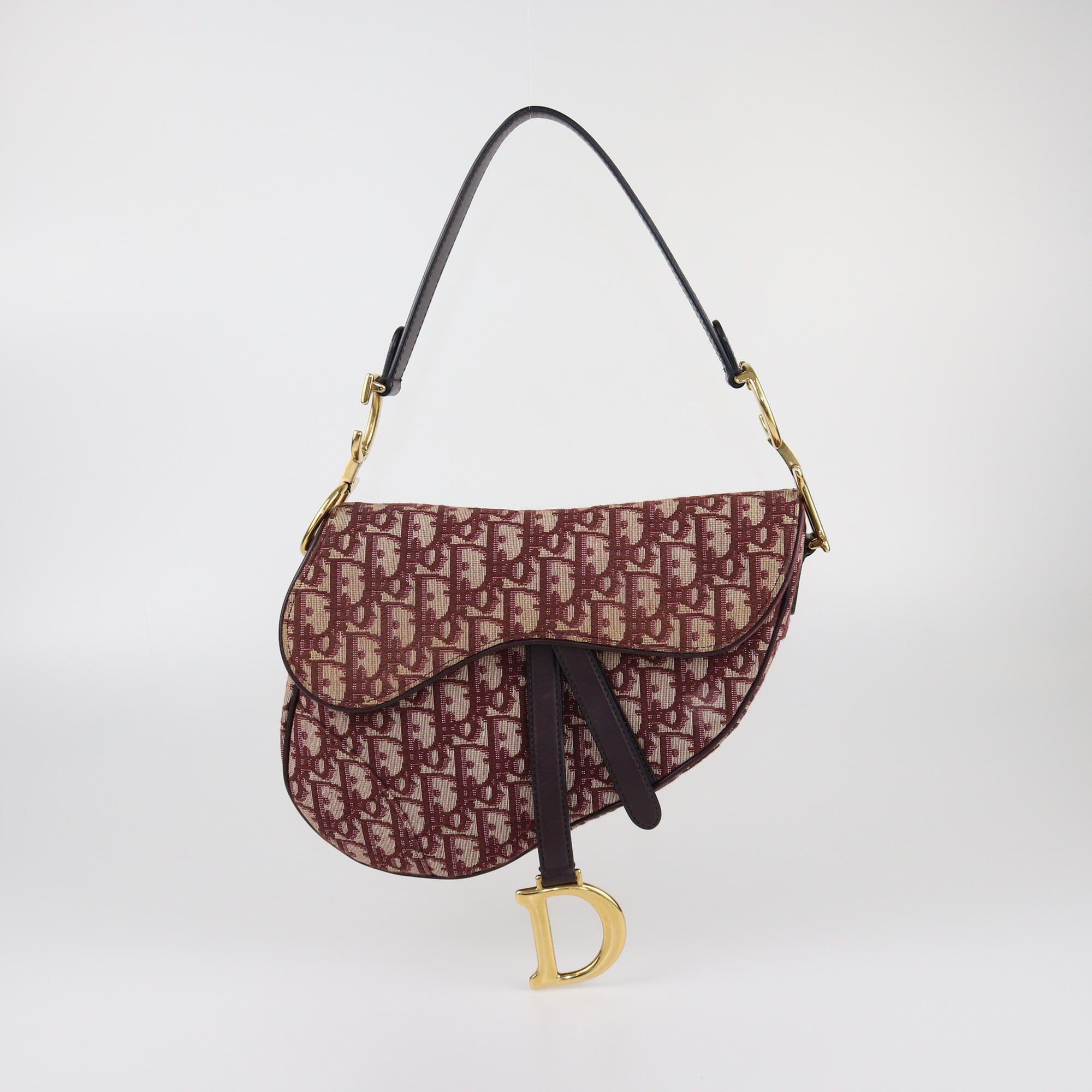Christian Dior Burgundy Oblique Saddle Bag Womens Christian Dior 