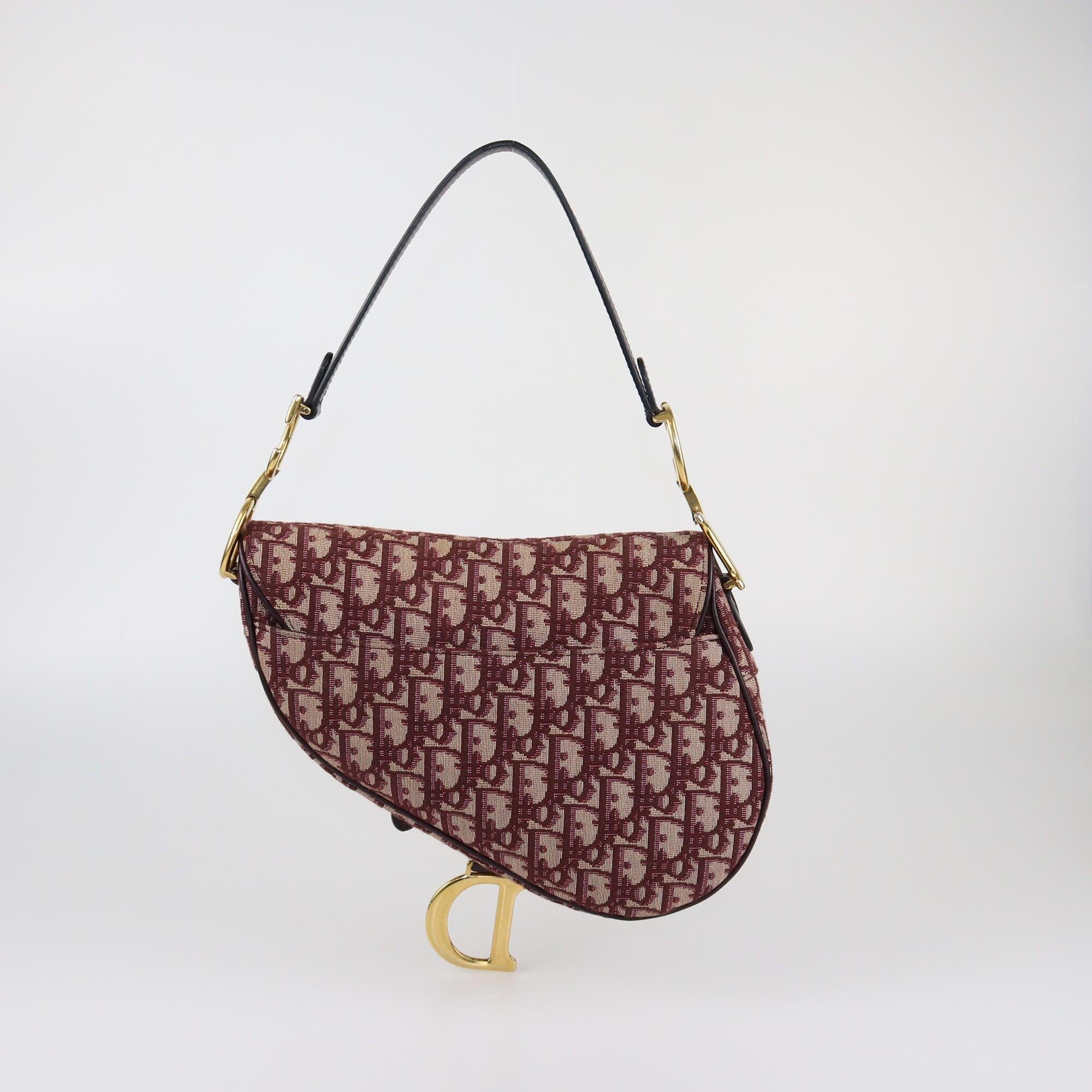 Christian Dior Burgundy Oblique Saddle Bag Womens Christian Dior 