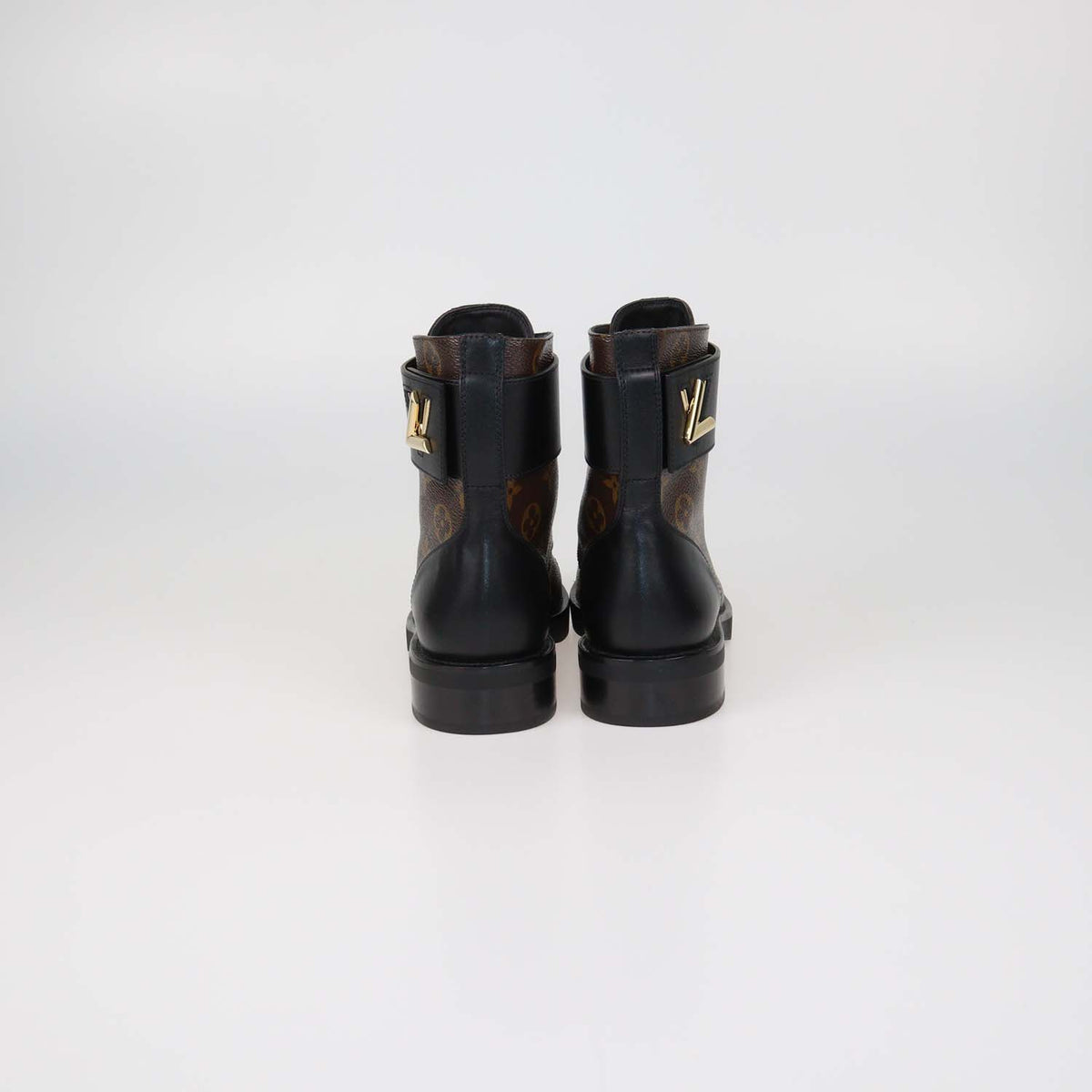 Louis Vuitton Black Monogram Canvas and Leather Wonderland Flat Ranger Boots