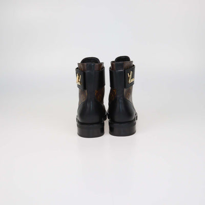 Louis Vuitton Black Monogram Canvas and Leather Wonderland Flat Ranger Boots