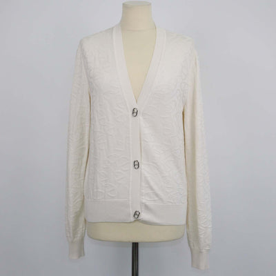 Hermes Off White Silk Cotton Knit Chain D'Ancre Cardigan