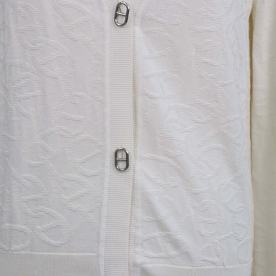 Hermes Off White Silk Cotton Knit Chain D'Ancre Cardigan