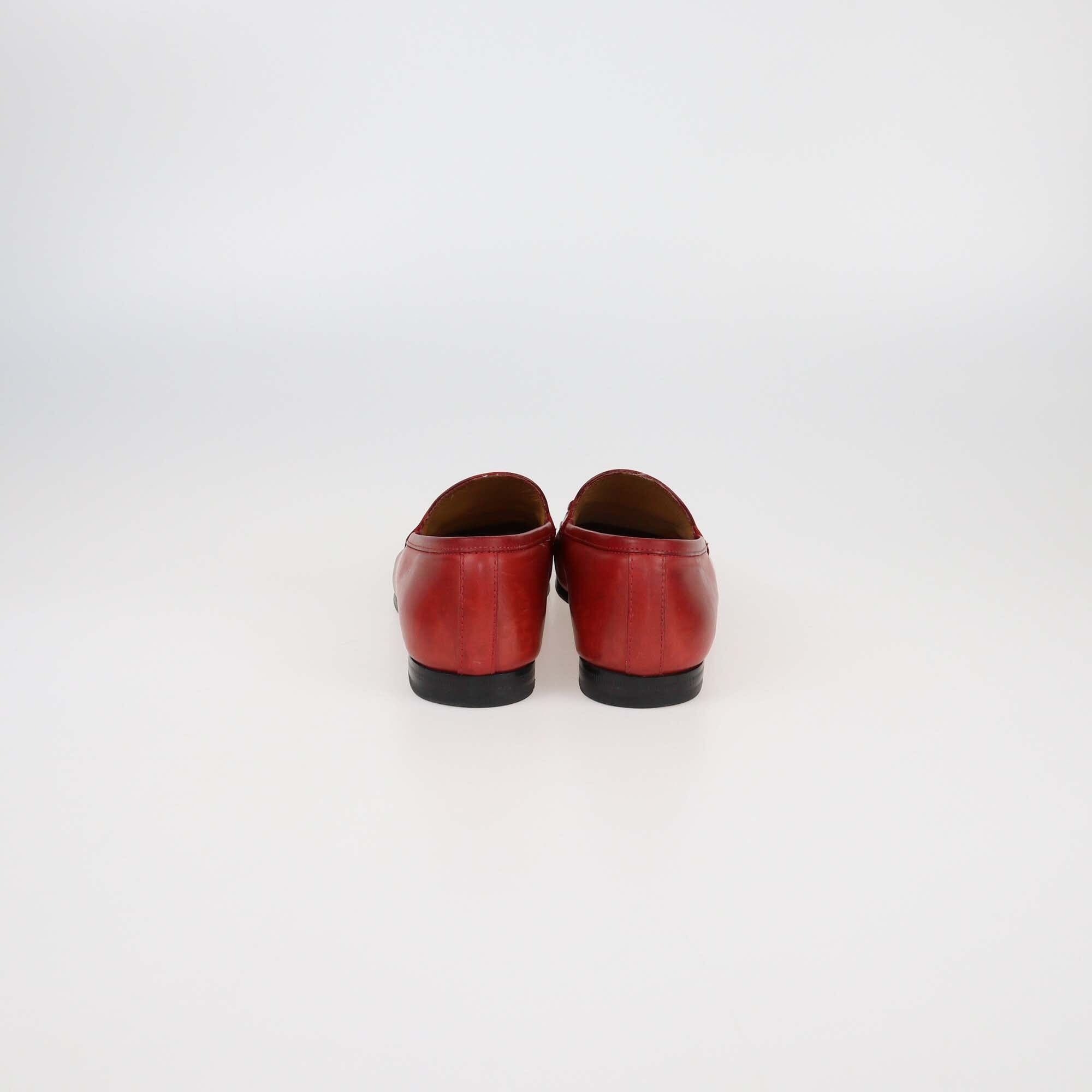 Gucci Red Leather Jordaan Loafers Womens Gucci 