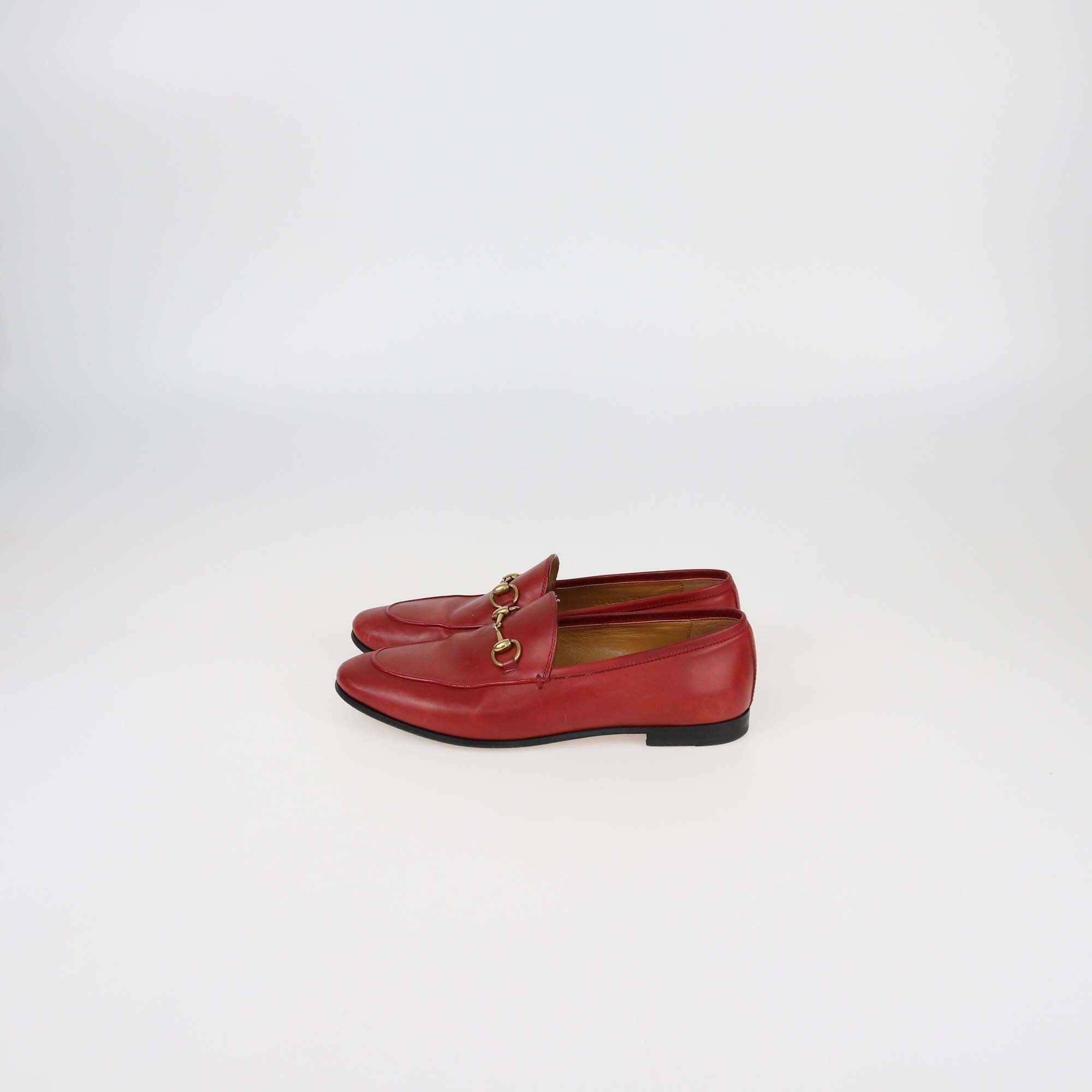 Gucci Red Leather Jordaan Loafers Womens Gucci 