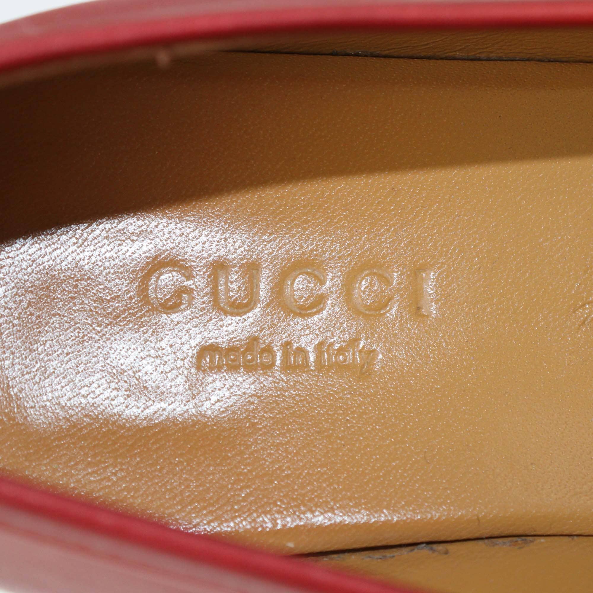 Gucci Red Leather Jordaan Loafers Womens Gucci 