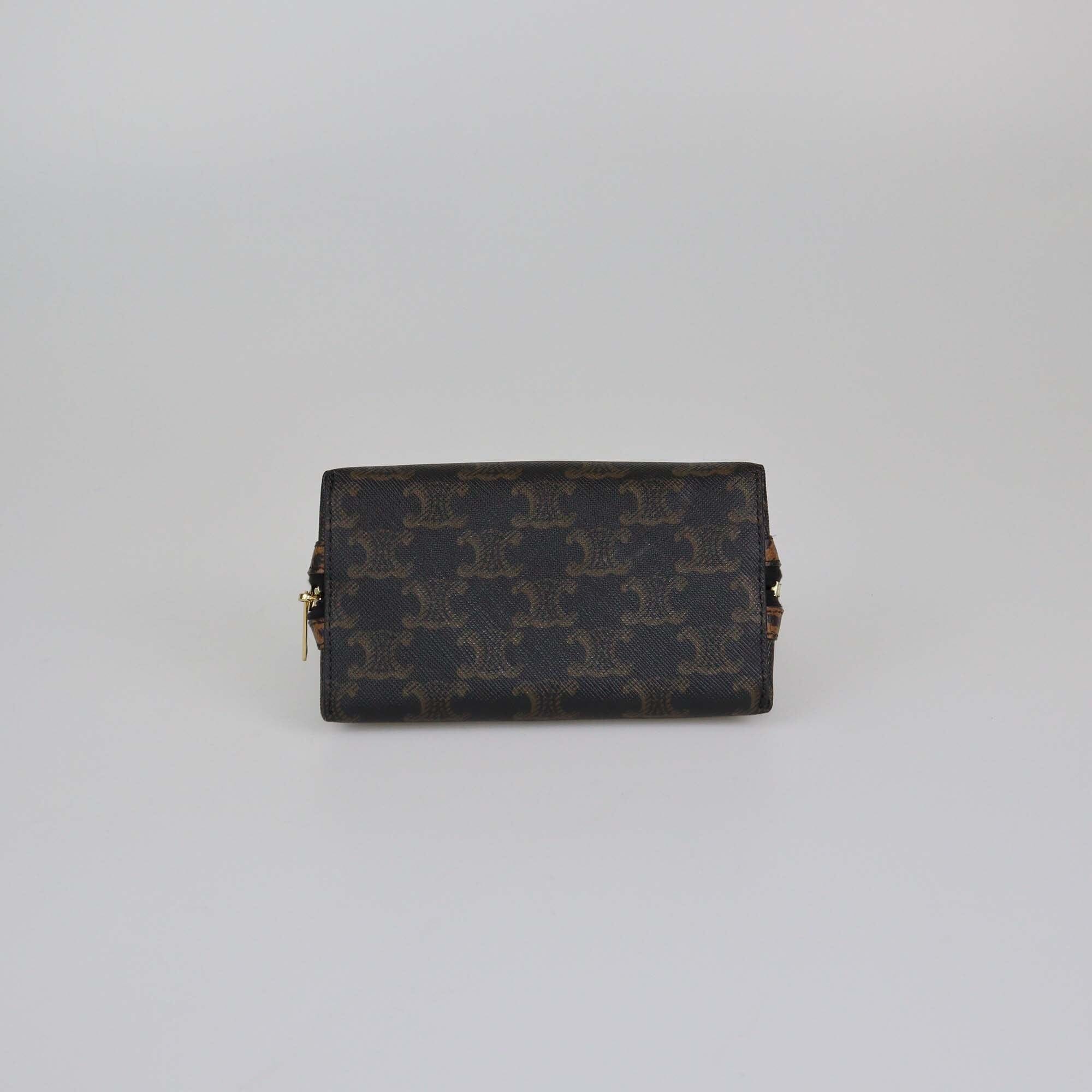 Celine Black/Brown Triomphe Mini Chain Clutch Womens Celine 