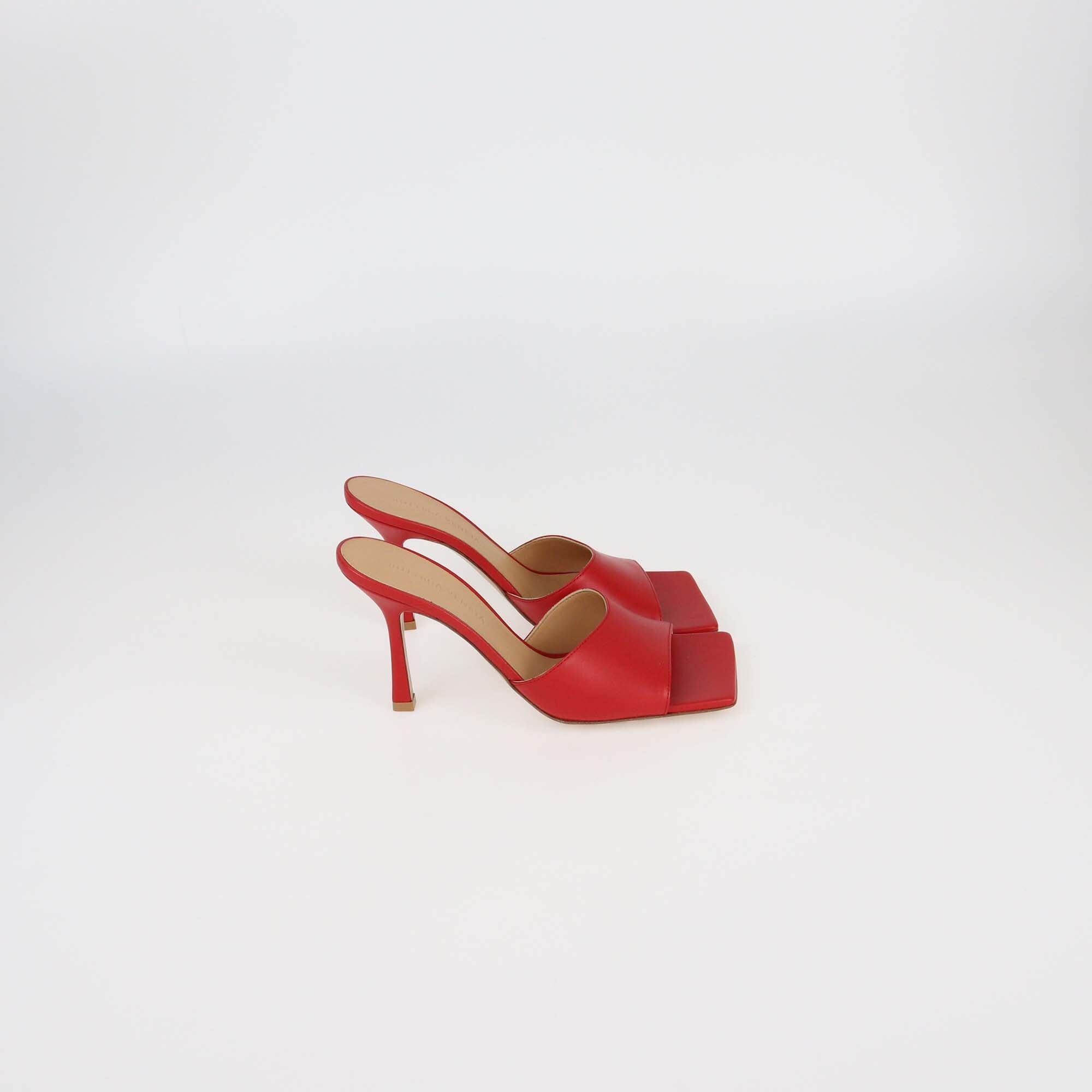 Bottega Veneta Red Leather Mule Sandals Womens Bottega Veneta 