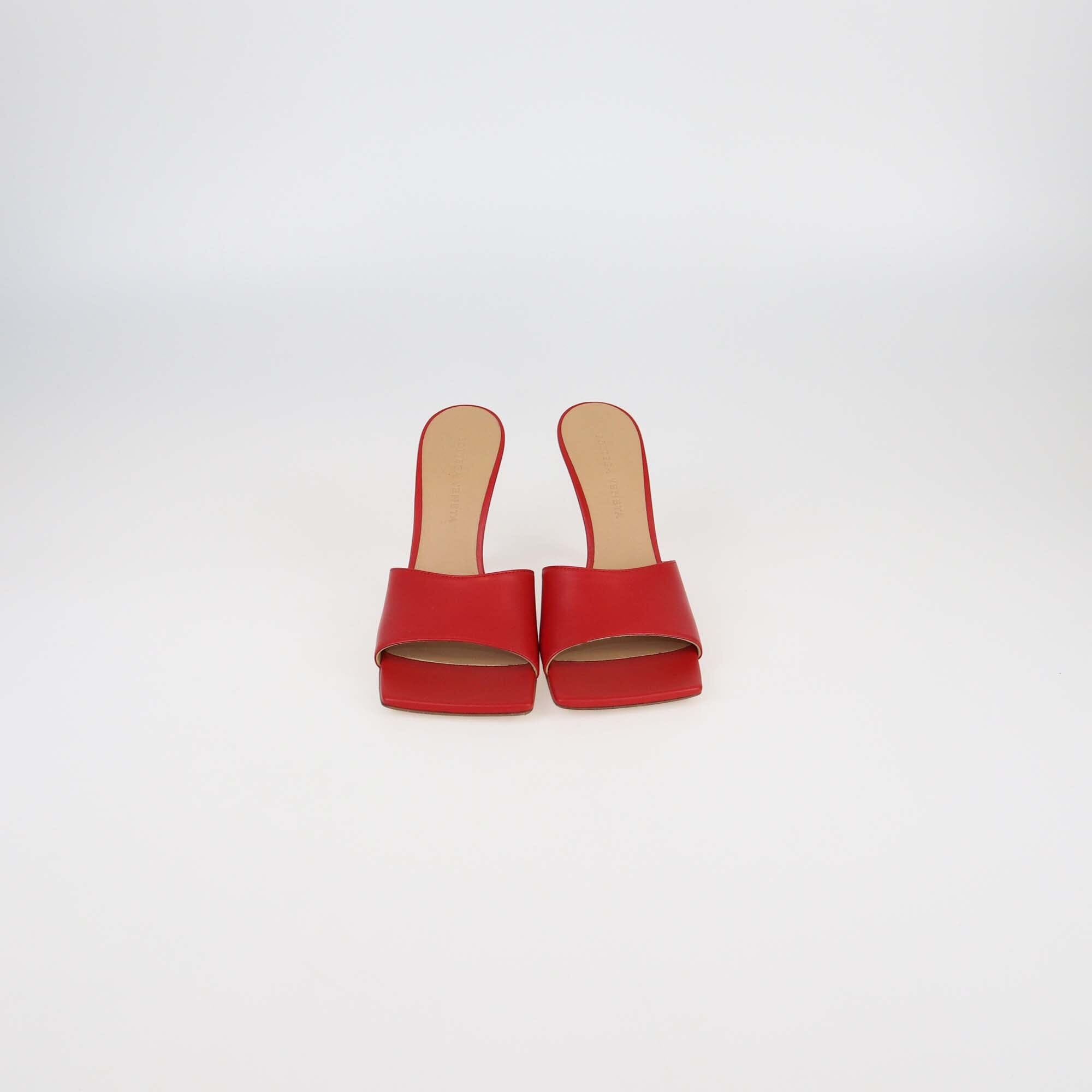 Bottega Veneta Red Leather Mule Sandals Womens Bottega Veneta 